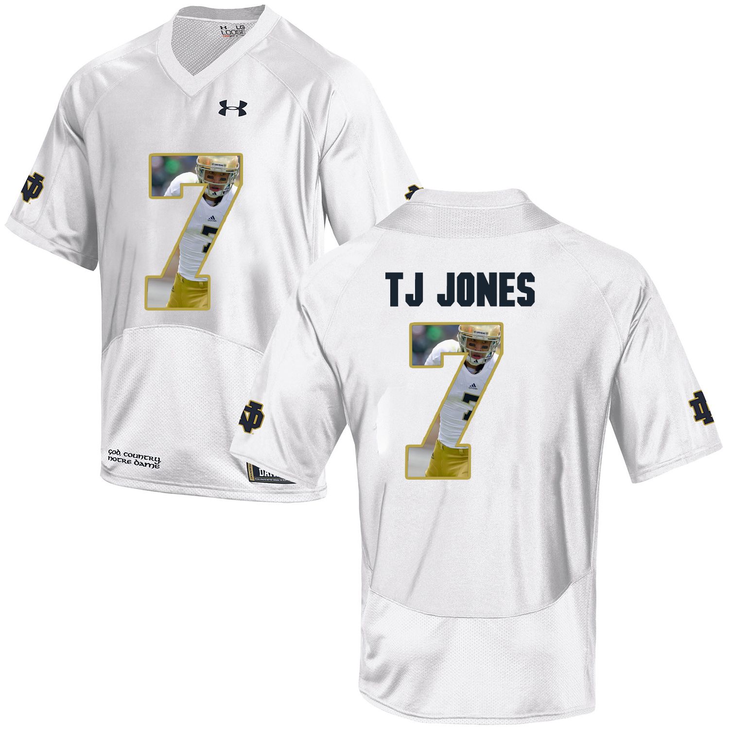 Men Norte Dame Fighting Irish #7 Tj Jones White Fashion Edition Customized NCAA Jerseys